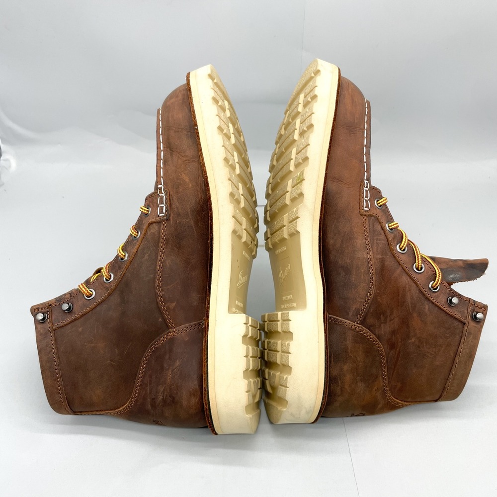 Danner Brown Leather Moc Toe Work Boot with White Sole - Picture 10 of 12